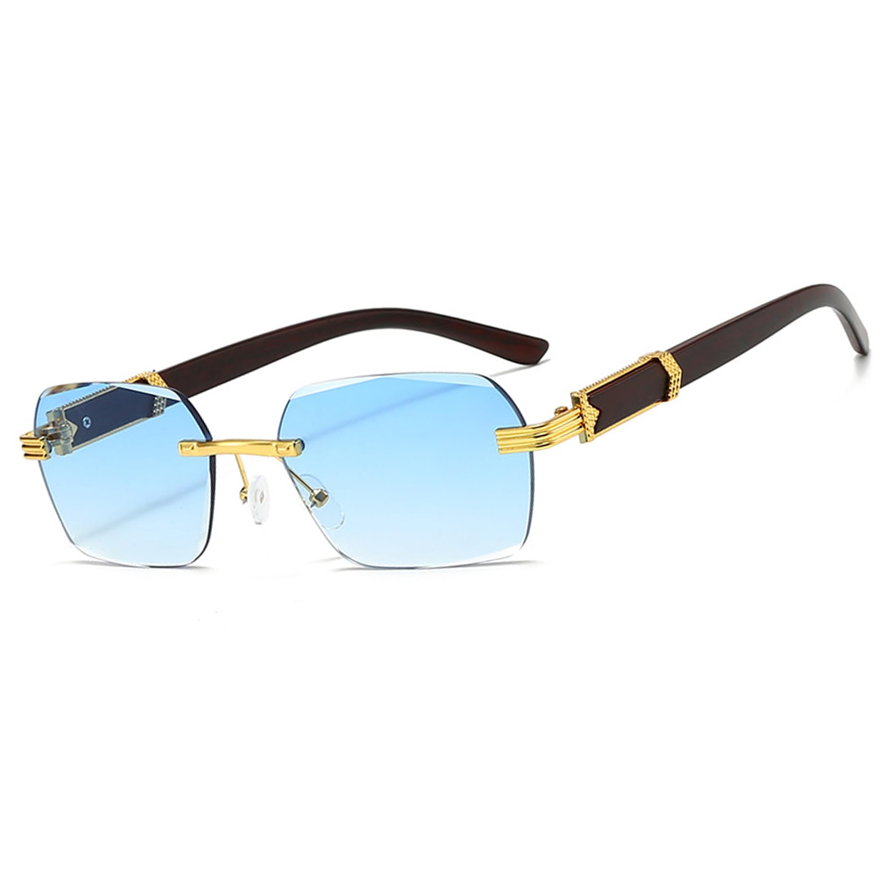 Lunettes De Soleil Rectangulaires Sans Monture - Style Rétro Lentille Gelée - Protection UV Unisexe