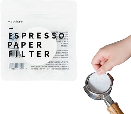 watchget Filtros de papel espresso de 2.087 in, 1000 piezas de papel de filtro de café sin blanquear para máquina de expreso, pantalla de disco,