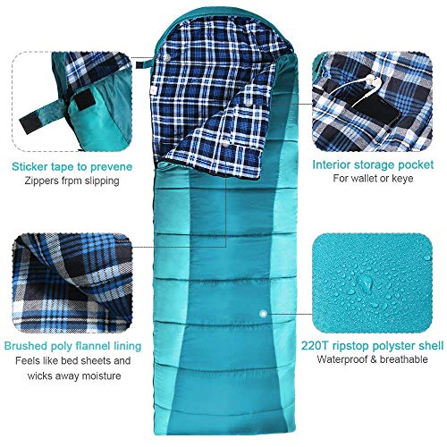 Forceatt Sleeping Bag for Adults and Teens in 3 Seasons and Cold Weather(32℉ to 68℉) 丨 Great for Camping, Backpacking and Hiking 丨 Water-Resistant, Lightweight and Warm