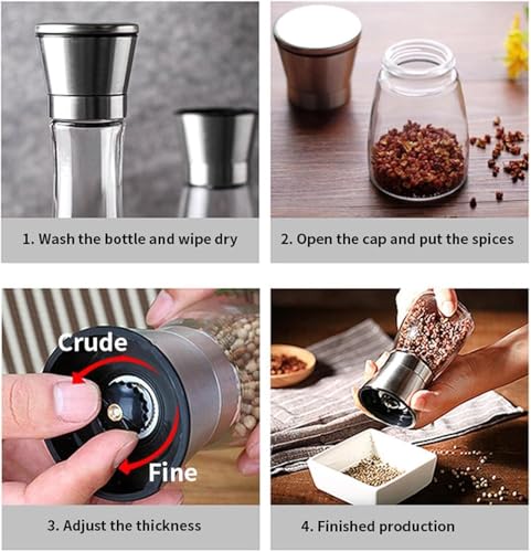 Image of Premium Stainless Steel Salt and Pepper Grinder - Salt and Pepper Shakers - Pepper and Salt Mill with Ceramic Blades and Adjustable Coarseness (Big Mill 1 PCs)