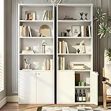 KVOZEN Librero con Puertas, Libreros de Madera para Libros de 6 Niveles, Estantería Organizadora con Puertas Moderna y...