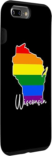 Vista 21 de Funda para iPhone 13 Pro Wisconsin Map USA State Wisconsin Rainbow Flag Pride Month
