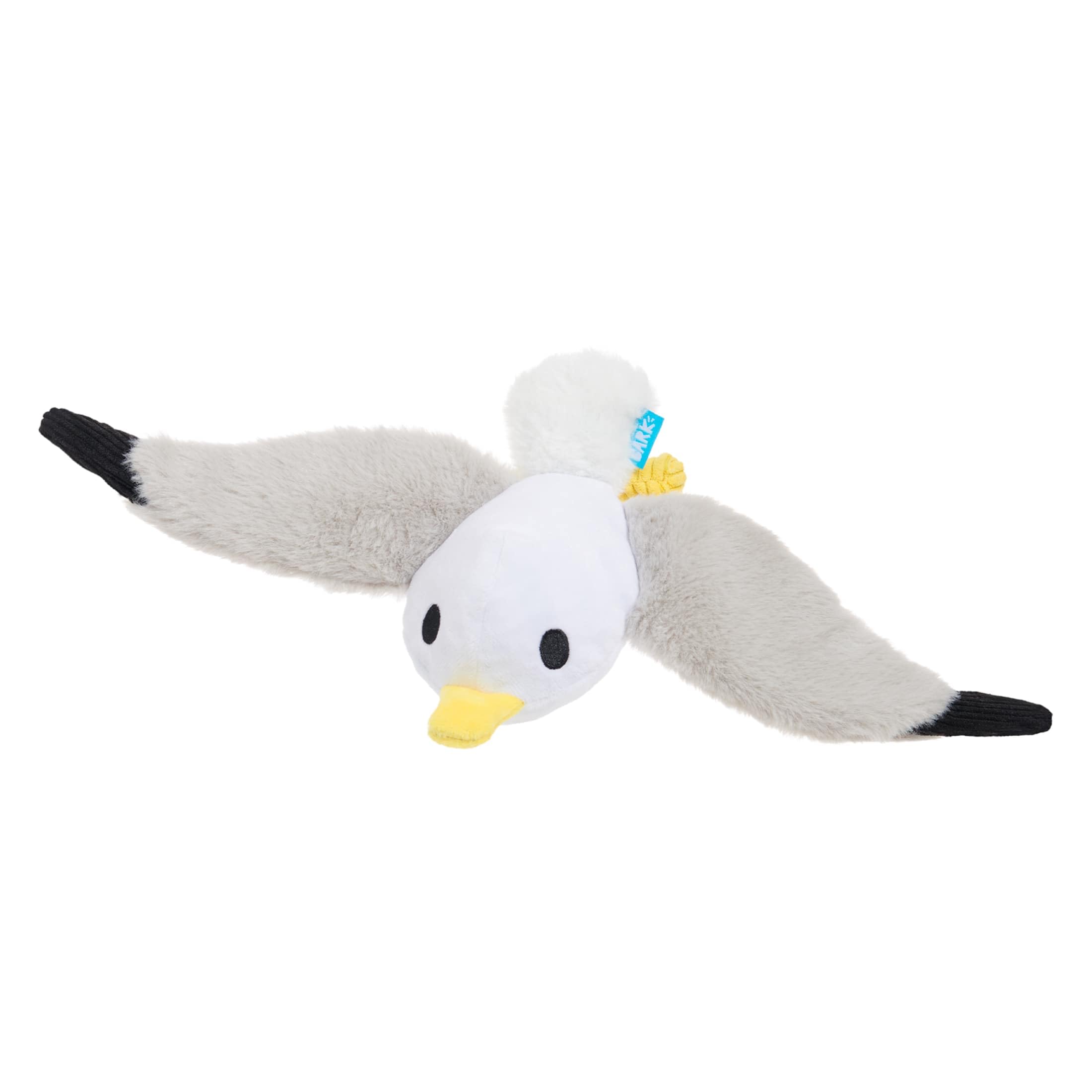 BARK Dog Toy Sully The Gully Squeaky Toy For Dogs, Plush Seagull Crazy Crinkle, Whip-N-Flip Wings For Thrash Play