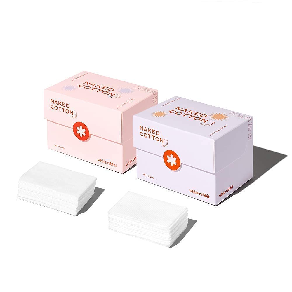 White rabbit cotton pads Classic 100P + Textured 100P bundle | Perfect for applying toner, removing makeup, nail polish