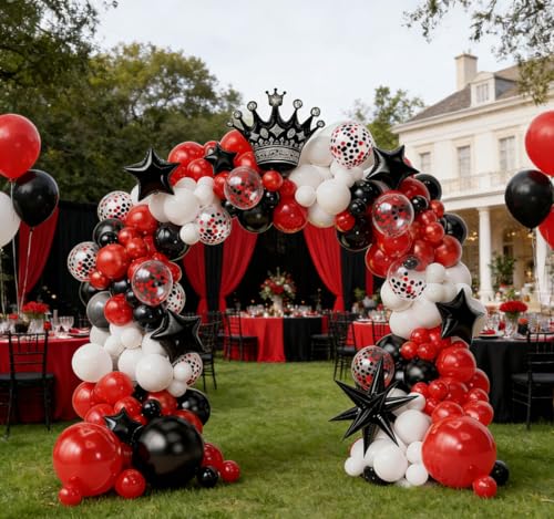Image of Balloon Arch kit Red Black White Balloons Confetti Garland 132pcs