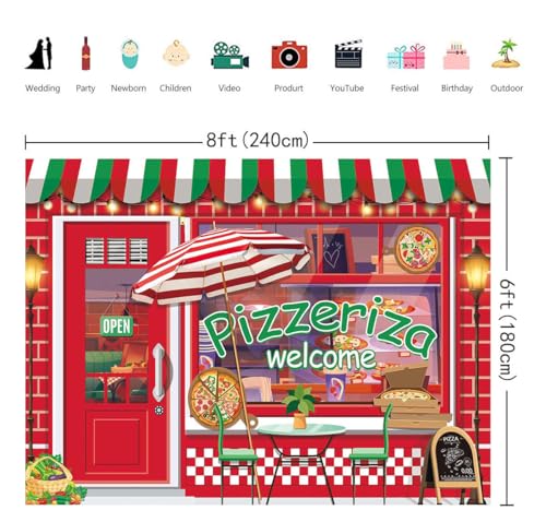 Fondo Fotográfico Pizza Shop 8x6FT (2.4m x 1.8m) miniatura 4