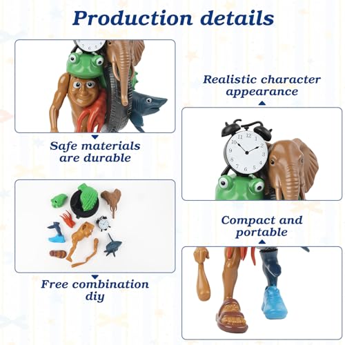 yumcute 18cm Lustige Brainrot Figuren, Abnehmbar Italian Brainrot Spielzeug Hybridfigur mit Tung Tung Sahur Tralalero Tralala ect, Einzigartige Schreibtischdekoration für Sammler, Meme-Liebhaber