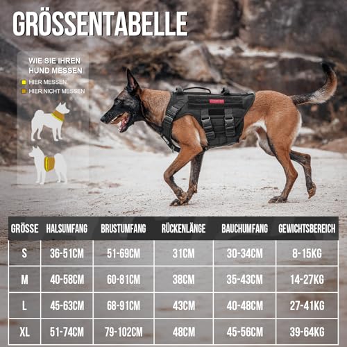 OneTigris Hundegeschirr, X Destroyer Taktisches Einstellbar Antizuggeschirr Ausbruchsicheres Geschirr mit 3 Griffe 2 Metallschnallen Sicherheitsgeschirr (Schwarz S)