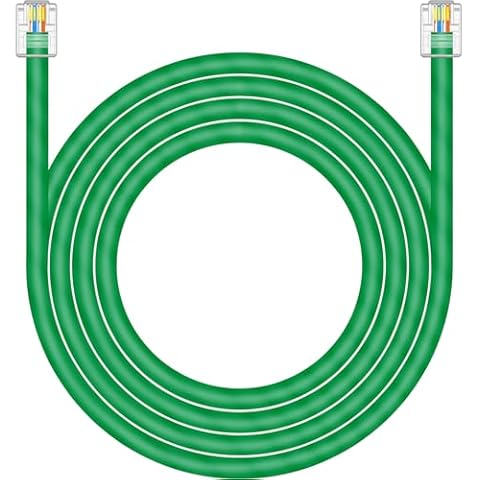 NECABLES CAT5E RJ11 Data Cable DSL Cable 25ft Heavy Duty High-Speed DSL Modem Cable UTP Compatible with ATT RJ11 6P4C Male to Male Green - 25 Feet Cover