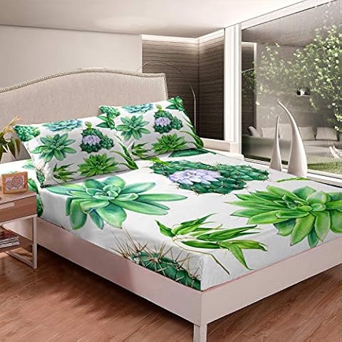 Juego de sábanas con estampado de cactus y flores suculentas Cover