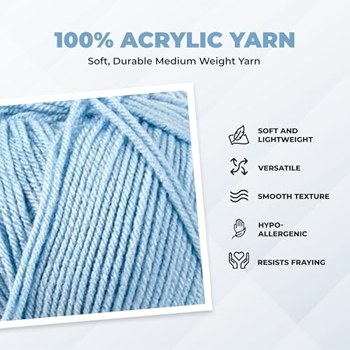 Image of Mary Maxim Maximum Value Acrylic Yarn for Crocheting and Knitting, Soft Worsted Weight Blue Yarn 4, Ideal for Blankets, Sweaters, Hats, and Scarves, 8 oz Skein (474 Yds), Light Blue - 1 Skein