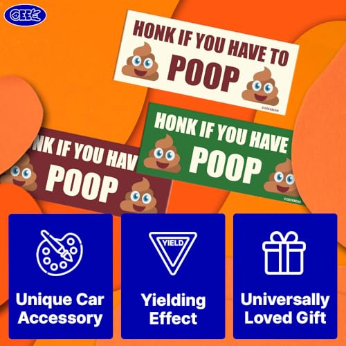 Imán Para Auto GEEKBEAR Honk if You Have to Poop Blanco 8.7x3.5 in miniatura 3