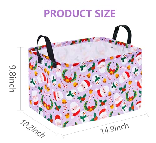 Image of Rectangular Christmas Basket Storage Bin Collapsible Nursery Hamper Book Shelf Basket Xmas Party Box