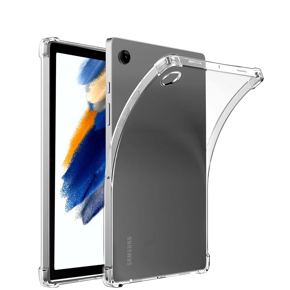 Al-HuTrusHi Clear Case Cover Compatible with Samsung Galaxy Tab A8 10.5" -2021 [X200, X205, X207], Slim Lightweight Transparent Soft Cover with Soft Silicone Raised Edge for Tab A8 10.5" - Clear