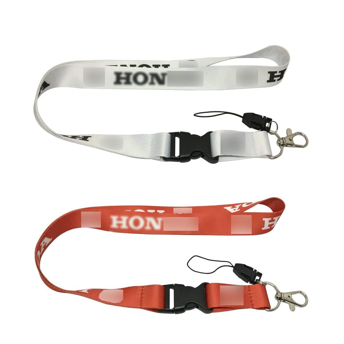 2pcs Silk Lanyard Keyring Keychain Quick Release Clasp Car SUV Motorcycle ATV House Keys ID Badges Accessories for Hon## (Red White)