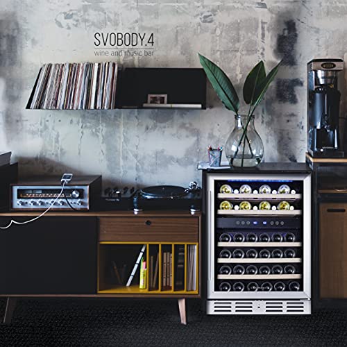 Kalamera 24'' Wine Cooler Refrigerator 46 Bottle Dual Zone Built-In Or Freestanding Fridge With Stainless Steel & Triple-Layer Tempered Reversible Glass Door And Temperature Memory Function #TOP3