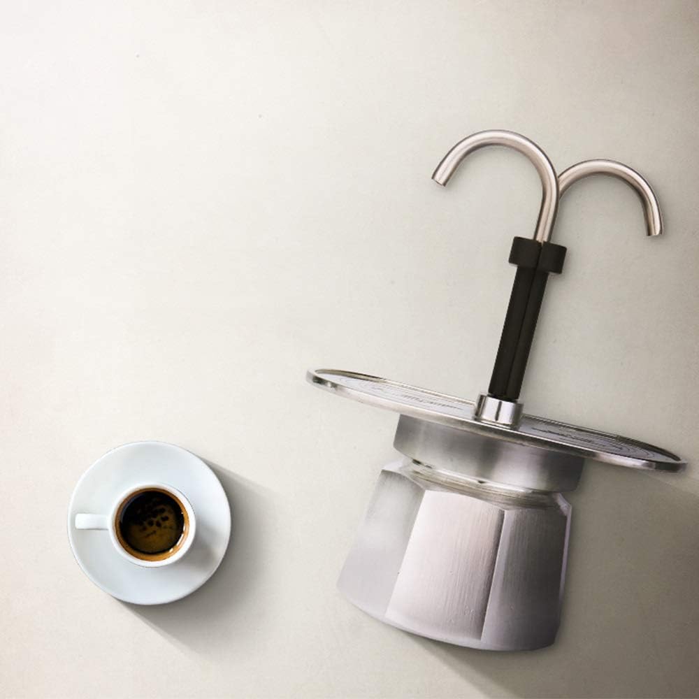 BDDCYWY Mocha Pot Moka Pot Stainless Steel Hand-mocha Coffee Maker Espresso Coffee Mocha Maker Stovetop Coffee Makers (Color : Silver, Size : 6 cup) (Silver 2cup) 5