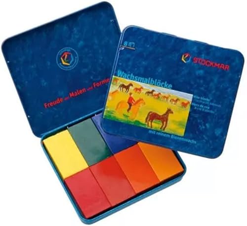 Stockmar Juego de 8 lápices de cera de abejas, no tóxicos, seguros, naturales gigantes para niños pequeños, niños, adolescentes y adultos, Waldorf