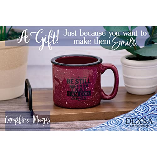 Dexsa Campfire Ceramic Coffee Mug With Inspiring Quote - Burgundy Speckled Classic Coffee Cup | Holds 15 Ounces | Be Still And Know That I Am God. Psalm 46:10 #TOP2