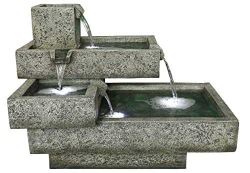 LQSSA Fuente de Agua para jardín al Aire Libre, comederos Apilados, Fuente de Agua para jardín, Fuente para Exteriores, cascadas de pie, Fuentes para Patio de casa Decoration
