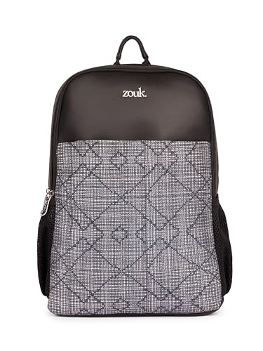 ZOUK Men’s Laptop Backpack for Office & Travel (Fits 15.6 Inch) | Vegan Leather Dual Compartments, Padded Laptop Sleeve, Waterproof Lining, Trolley Sleeve & Multiple Storage Pockets | Kochi Carbon