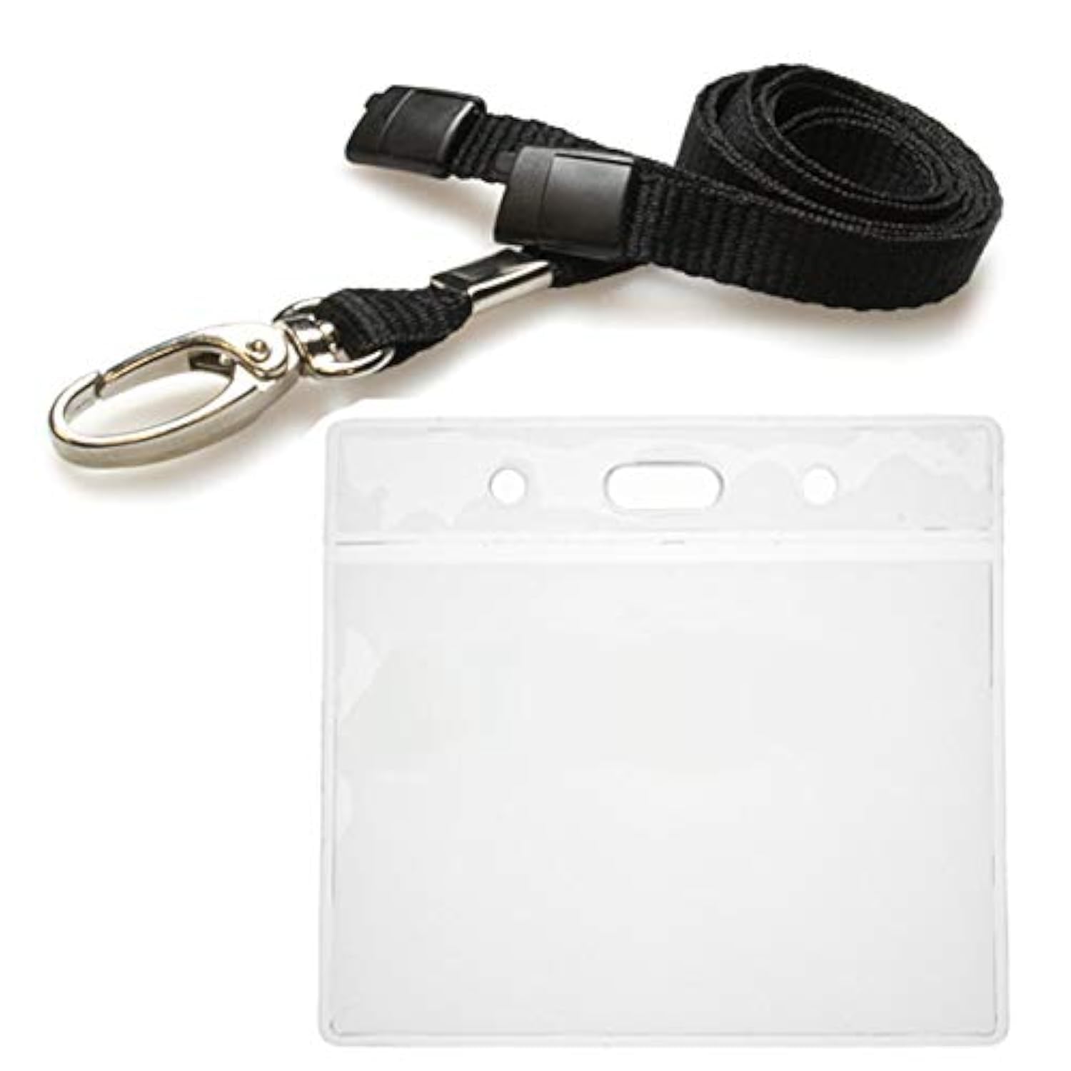 ALG ID Cards Black ID Card Wallet, Black Lanyard, Neck Lanyard with Metal Clip and Safety Pass Holder Release