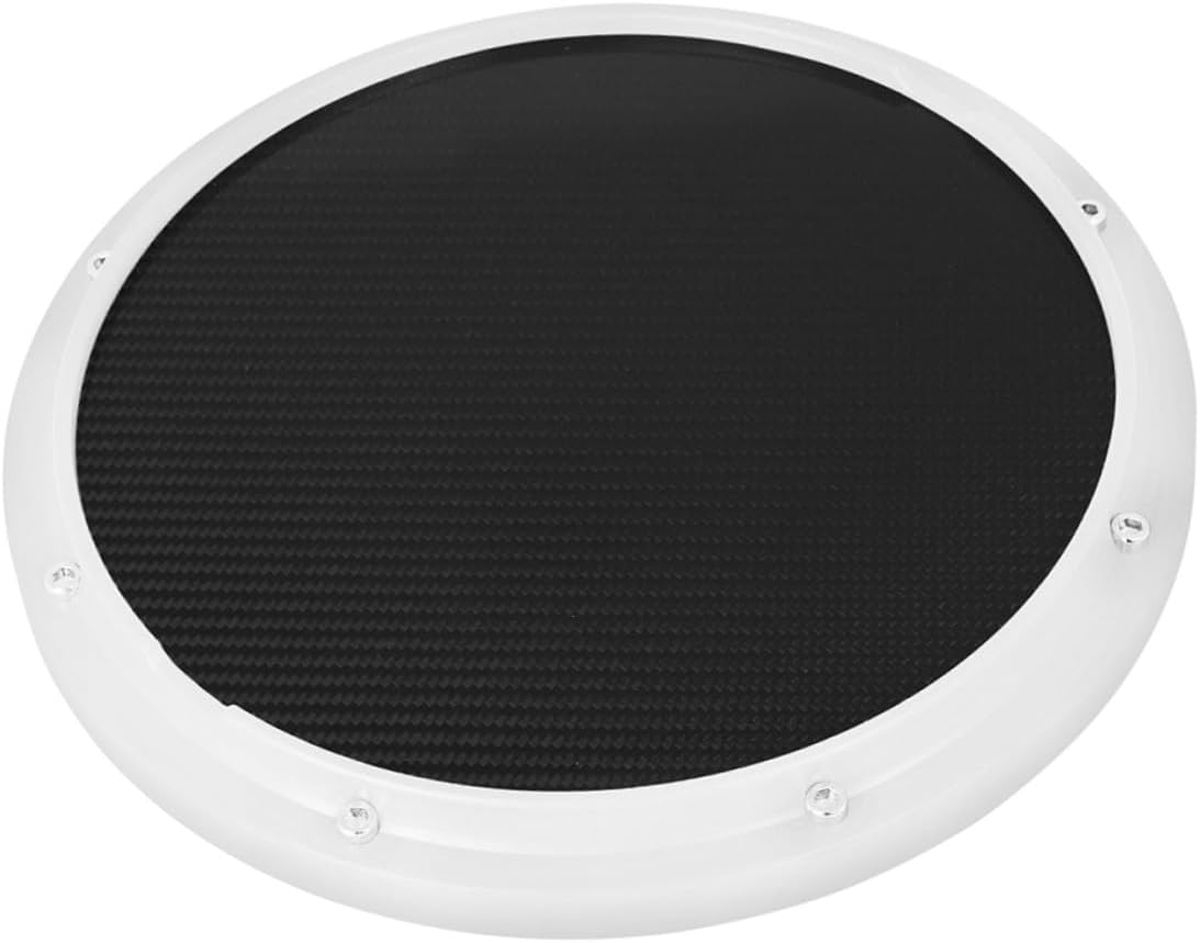 Carbon Fiber Drum Practice Pad with Built-in Metronome Silent Drummer Training Mat for Beginners Abs Plastic Snare Drum Skill Enhancer in White
