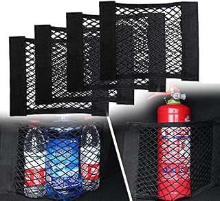 Black Magic Adhesive Mesh Cargo Net Elastic String Net Mesh Net Pouch, Car Back Rear Trunk Seat Mesh Net for Car/Truck/Trunk(4 Pcak) -30 X 25cm