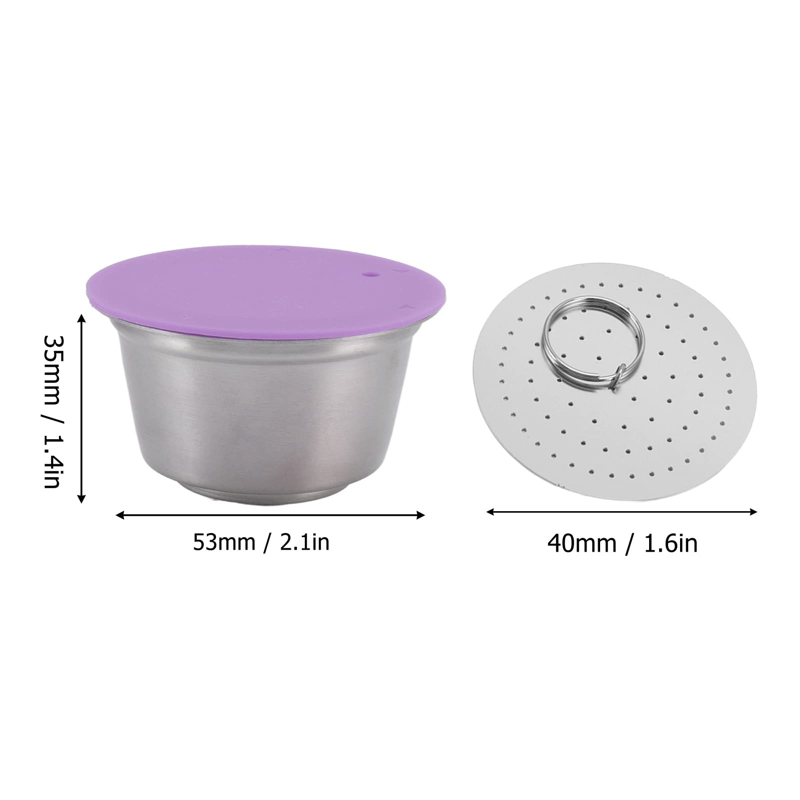 Ejoyous Zestaw Kapsułek do Kawy Wielokrotnego Użytku ze Stali Nierdzewnej Kubek Filtrujący do Kawy Wielokrotnego Użytku z silikonową pokrywką Kapsułka 53 Mm Łyżka 40 Ml dla Miłośników w Biurze