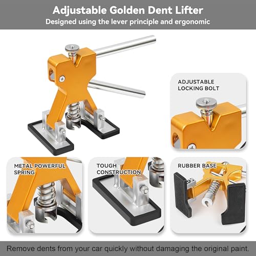 Image of 138PCS Dent Puller Kit, Paintless Dent Repair Kit for Cars, Professional PDR Dent Removal Tool Set for Hail Damage & Door Dings, Auto Body Dent Puller Kit with T-Bar, Bridge Puller & Gold Lifter