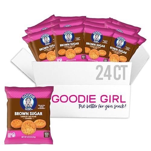 Image of Goodie Girl Mini Brown Sugar Cookies, Gluten Free Cookies for Kids, 100 Calorie Snack Packs - Peanut Free, Individually Wrapped - Bite Size Lunchbox Snacks (24 Count)