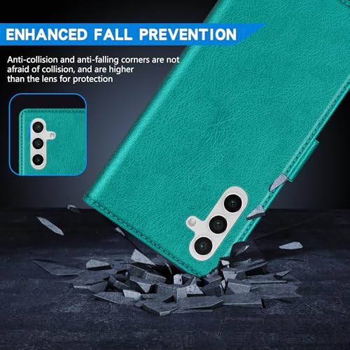 Image of ZZXX for Samsung Galaxy S25 Plus Wallet Case with [RFID Blocking] Card Slot Kickstand Magnetic Closure Leather Flip Fold Protective Phone Case for Galaxy S25 Plus 5G Case Wallet(Lake Blue-6.6 inch)
