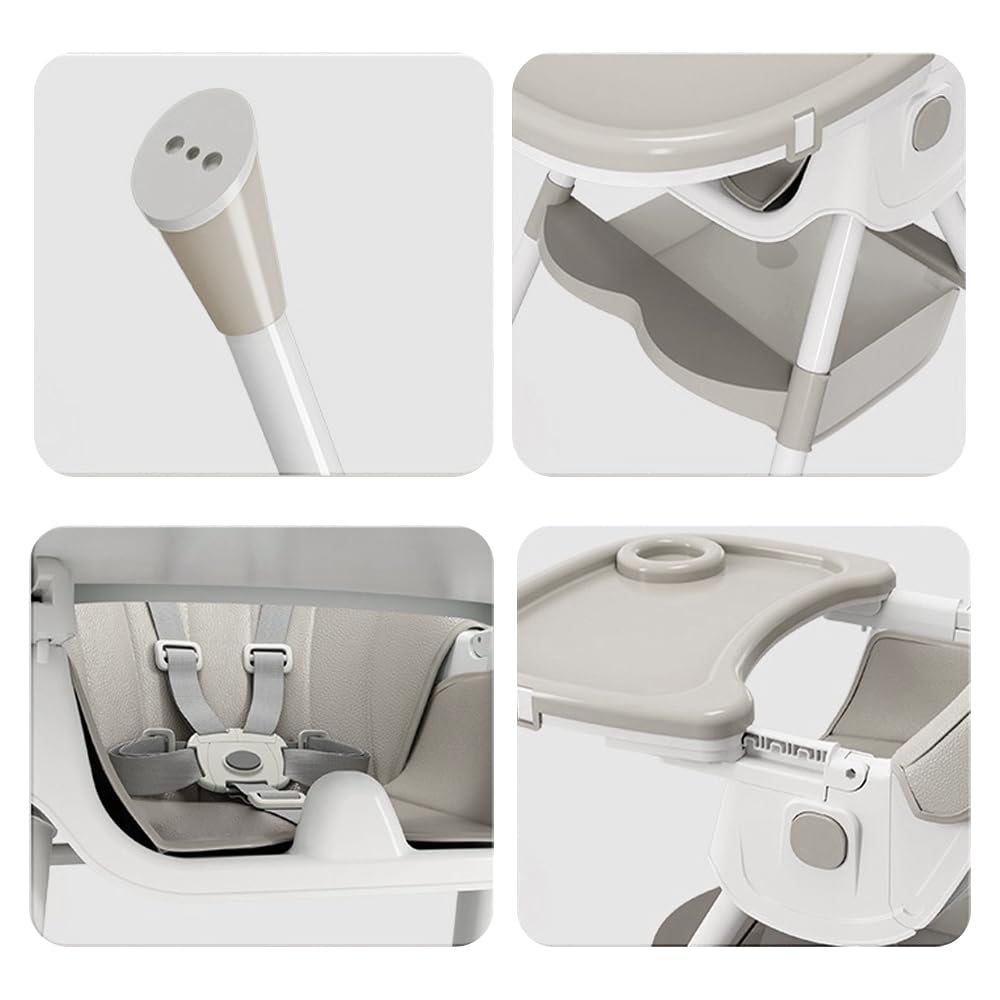 Chaise Haute Bébé Evolutive Pliable Chaise Haute 4 en 1, Double Plateau Détachable avec 4 Angles d'Inclinaison, Transat Inclinable Enfant Chaise avec Roues Universelles