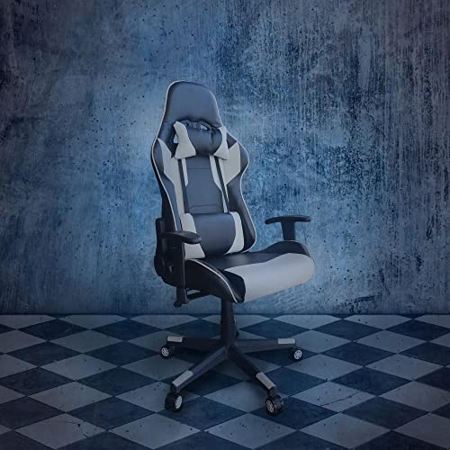 Cadeira Gamer Escritório Giratória 2 Almofadas Home Office Ergonômica Regulagem Altura Branco Preto