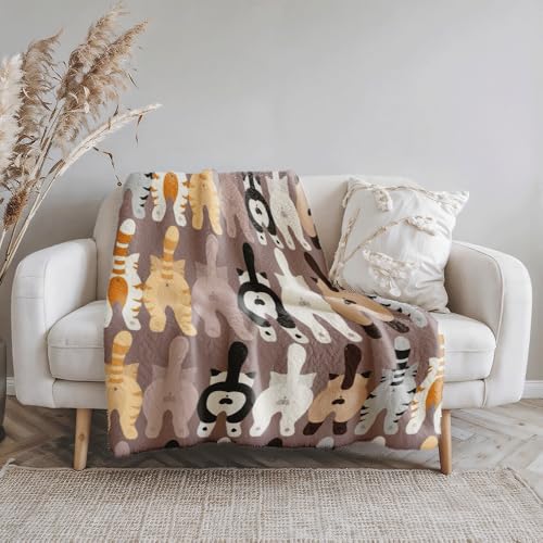 ひざ掛け 毛布 膝掛け ブランケット 西海岸 猫の背中模様 かわいい 330g エアコン対応 冷え防止 もうふ 柄物 プレゼントに最適 寝室/オフィス 軽量 通気性 タオルケット [2]