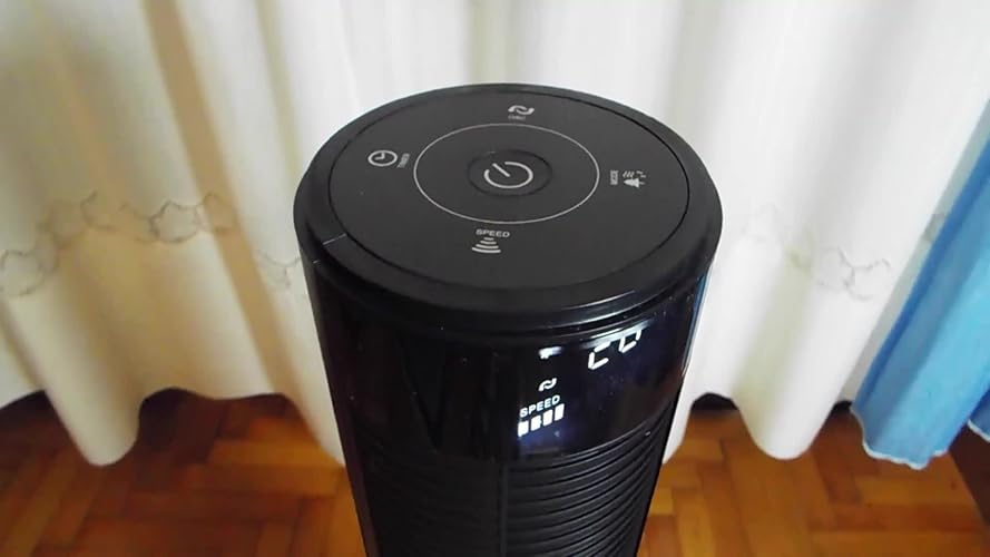PureMate Torenventilator, 78,7 cm oscillerende torenventilator met aromafunctie, 3 koelsnelheden met ultrakrachtige 60W motor, draagbare vloerbladeloze ventilator voor slaapkamer, woonkamer, kantoor