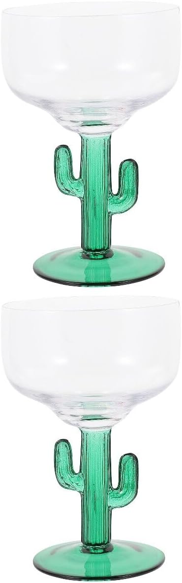 UPKOCH Clear Cocktail Glass 2pcs Margarita Glasses Cactus Drinking Glasses Wine Cup Shot Glasses Novelty Succulent Party Funny Glass Cups Cocktail Glasses for Wedding 400ml