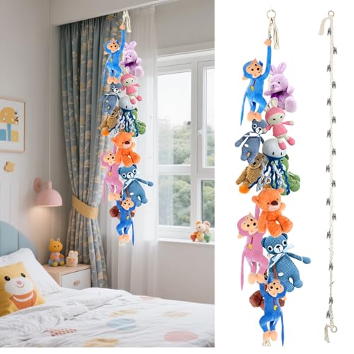 hinbkenla Stuffed Animal Holder,Plushies Storage,Stuffed Animal Hammock,Storage,Organizer Suitable Hanging Plush Toys, Hats, Socks, Photos, Holiday Card & Nursery Room Wall Decor