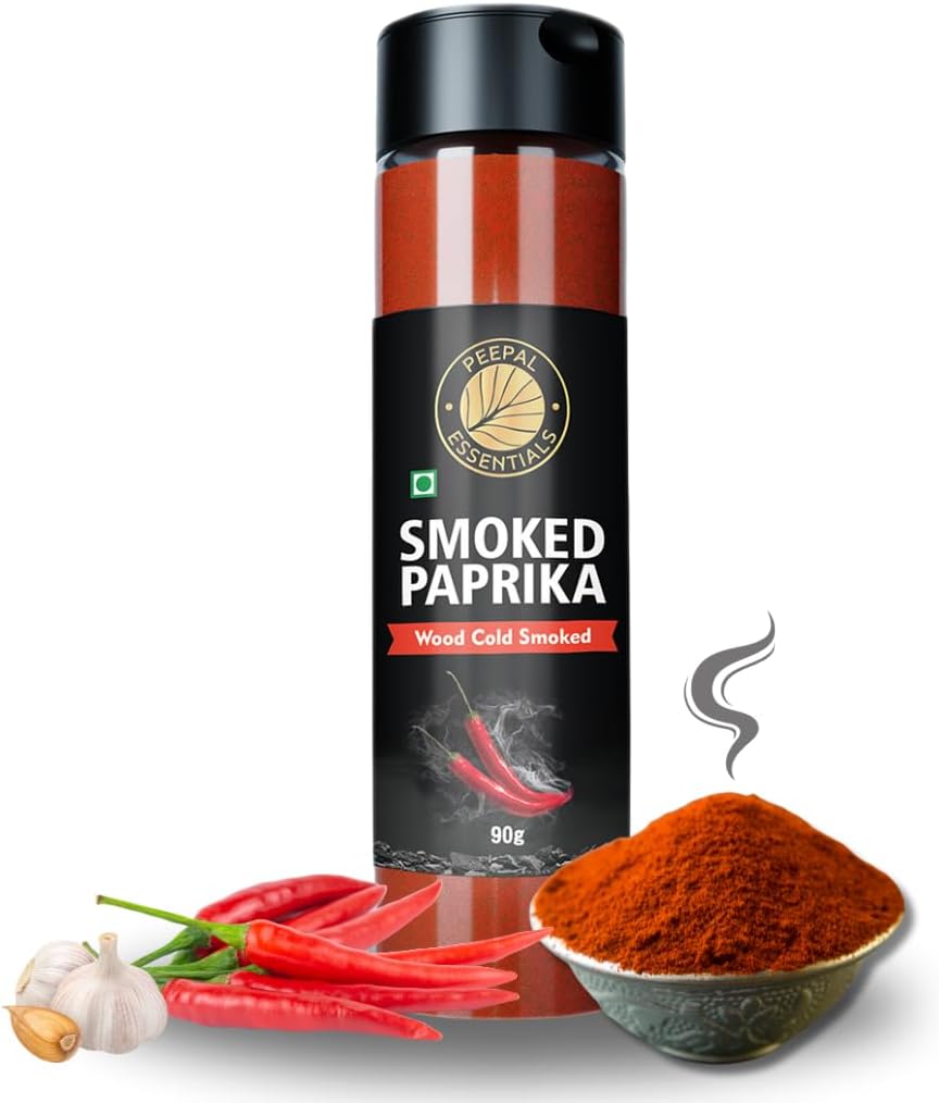 Peepal Essentials Smoked Paprika Powder-Smoky Flavour & Aroma | Fresh & Flavourful Dried Chillies | No Artificial Colours | No Preservatives | No Additives -90gm