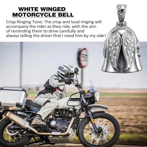 Image of STHIRA Guardian Angel Motorcycle Bell Handful Good Luck Bells & Keyring Drive Safe Pendant Accessories Lead-Free Pewter Bike Bell Good Luck Gift for Men Women