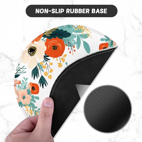 ITNRSIIET Round Mouse Pad with Stitched Edge Premium-Textured Waterproof Non-Slip Rubber Base Desktop Protection Mat Diameter 8.7 inches, Beautiful Flowers - Thumbnail 3