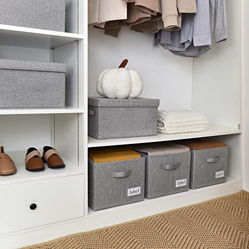 GRANNY SAYS Closet Organizers and Storage, Fabric Storage bins with Label Holder, Shelf Baskets for Organizing Bedroom, Decorative Storage Containers for Wardrobe, Dark Gray, Large, 3-Pack by GRANNY SAYS - Image 2