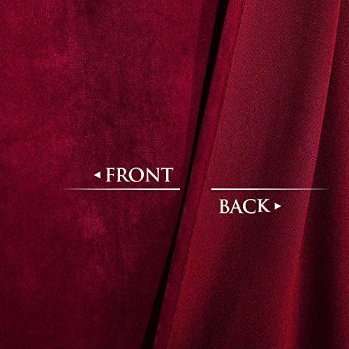 Image of StangH Red Velvet Curtains 102 Inches Long for Grand Hall, Extra Thick Red Drapes for Tall Windows, Thermal Insulated Window Decor with Back Tab & Hook Belt, W52 x L102, 2 Panels