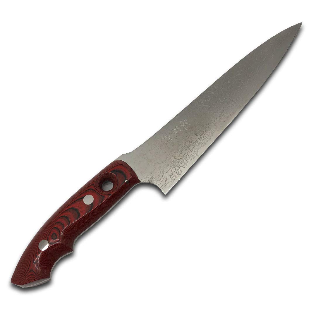 佐治武士 V金10号 牛刀 180mm 赤黒 マイカルタ ダマスカス 33層 Amazon|佐治武士 作 中山型 赤黒 マイカルタ ハンドル