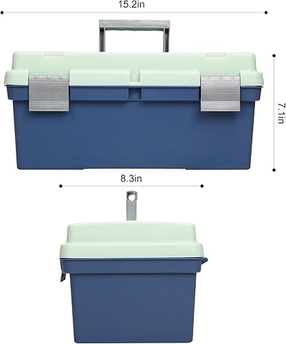 Miniatura 3 de Caja de herramientas de 15 pulgadas con bandeja extraíble, caja de piezas pequeñas en la tapa es extraíble, la bandeja se puede quitar y combinar a