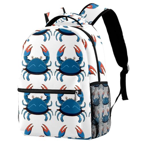 Sac à dos pour adolescents motif crabe bleu, cadeau idéal de rentrée