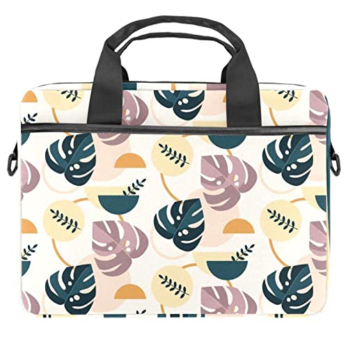 Sac à bandoulière rétro pour ordinateur 13-14 pouces avec motif feuilles colorées