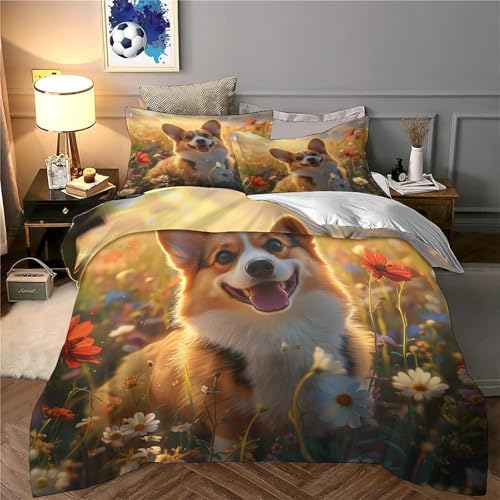 Parure de lit Corgi imprimé 3D, le cadeau idéal pour les passionnés