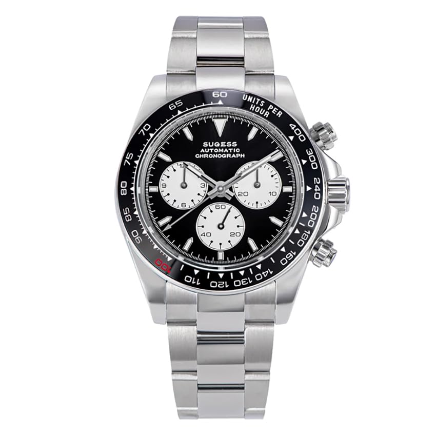 Montre automatique Seestern Sugess S418-2 chronographe panda luxe en acier saphir céramique