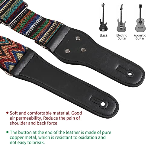 JSMTKJ Sangle de guitare vintage tissée en jacquard avec Extrémités en Cuir Sangle de Guitare Cuir Sangle de Guitare… - Les Beatles, Paul McCartney, John Lennon, RIngo Starr, George Harrison JSMTKJ Sangle de guitare vintage tissée en jacquard avec Extrémités en Cuir Sangle de Guitare Cuir Sangle de Guitare… – Image 6